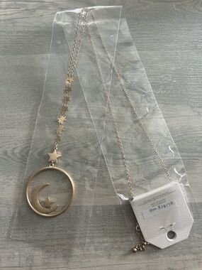 Pomina - Gold Tone Celestial Moon & Star Necklace - NWT